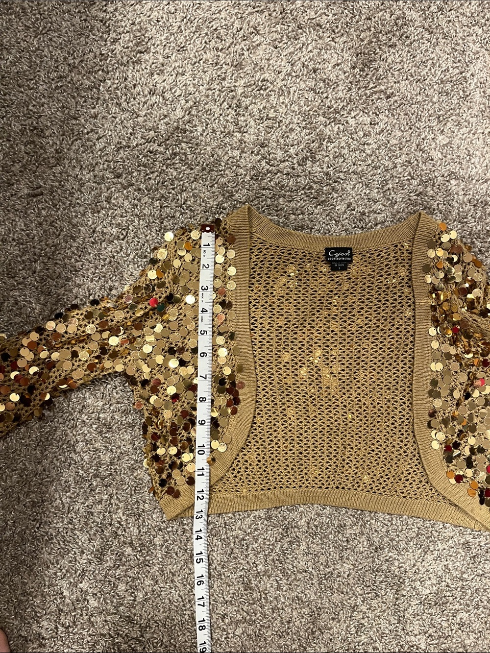 Cejon Accessories Y2K Gold Sequin Shrug Size Small - Picture 6 of 8